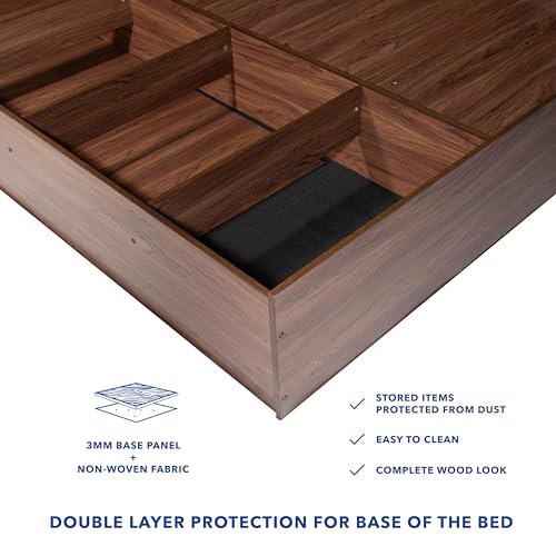 Image of DF2H Bed | 1 Year Warranty | Double Bed, Queen Size, Sutra Premium Upholstery, Non-Woven & Fabric Base + 3mm MDF, Walnut Colour (Melamine Finish)