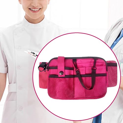 Ceinture sac banane infirmière à multi compartiments en polyester solide rose - 7
