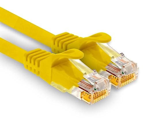 1aTTack.de - 1 X 25m Cat7 Netzwerkkabel, Cat.7 Ethernet, Lan & Cat 7 Patchkabel f&uuml;r maximale Internet Geschwindigkeit & verbindet alle Ger&auml;te mit RJ 45 Stecker Gelb