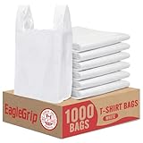 1000 Count Plastic Bags (11.5" x 6.5" x 21") White, T-Shirt, Grocery, Take Out, to Go, Retail Shopping Bags in Bulk (Made in Canada)