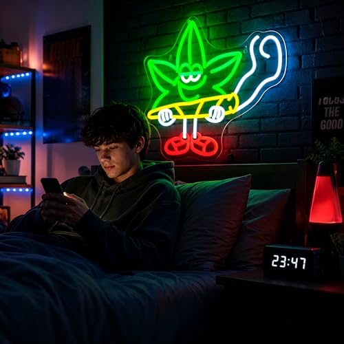 Image of Leaf Neon Sign Led Neon Lights Neon Signs for Wall Decor Light Up Sign for Birthday Party Club Gift