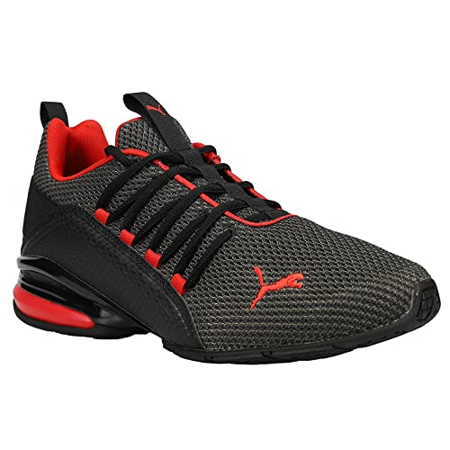 Image of PUMA mens Axelion Running Shoe, Black /High Risk Red, 7.5 US