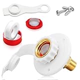 Boltigen RV Water Inlet Replacement Check Valve, Brass City Fresh Water Fill Inlet Flange, 3/4'' NH Female to 1/2'' NPT Male Hose Connector with Backflow Preventer for RV Camper