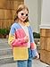 Haloumoning Girls Color Block Cardigan Sweaters Kids Chunky Open Front Knitted Sweater 5-14 Years Blue
