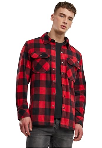 Brandit Jeff Fleece Shirt Long Sleeve, color: red/black, size: M