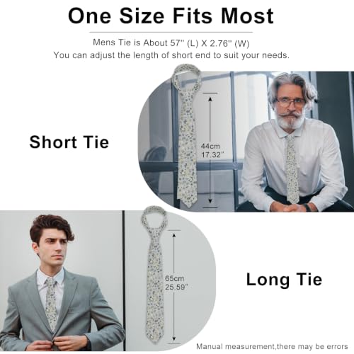 Image of Luckyvestir Ties for Men, Sage Green Cotton Floral Tie 2.76 inch Flower Printed Men's Neckties for Wedding /Groomsmen /Suit /Party