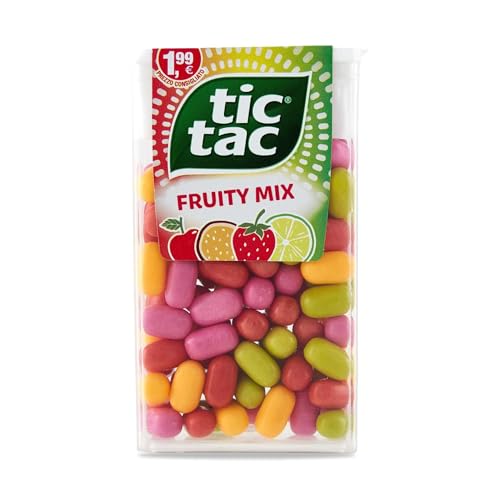Tic Tac Mix, Caramelle con Finissima Copertura di Zucchero e un Ripieno Gusto Frutto, Senza Glutine, Pacchetto Richiudibile, 85 Confetti