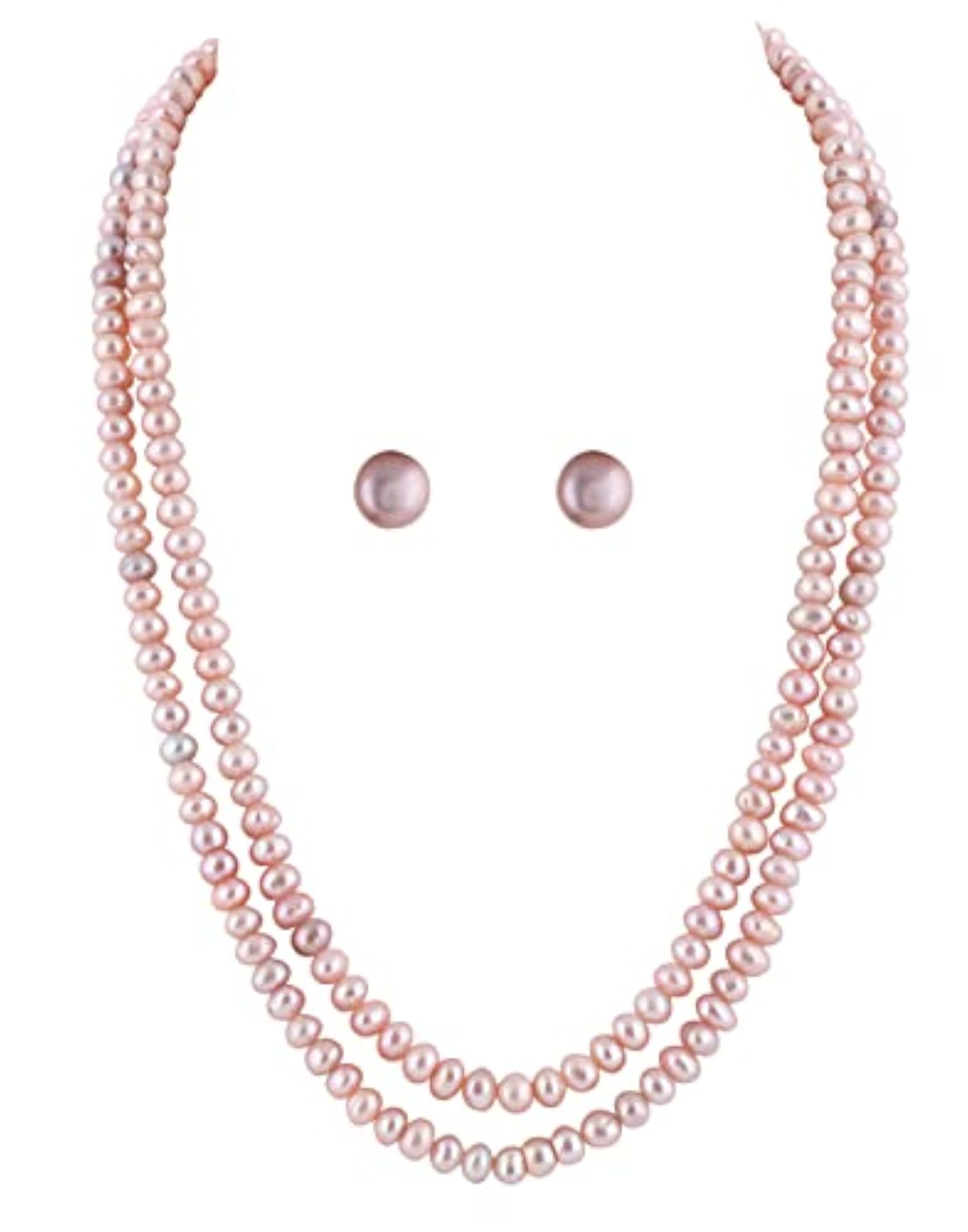 Natural Fresh Water Dark Peach Colour Hyderabadi Pearl Necklace