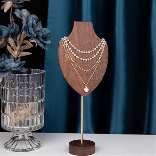 Porte bijoux en noyer demi-forme grand modèle pour collier
