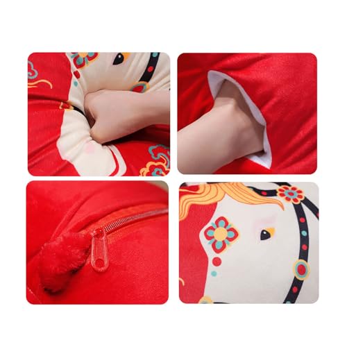 Coussin chauffe-mains cheval chinois, cadeau idéal pour sieste de bureau - 5