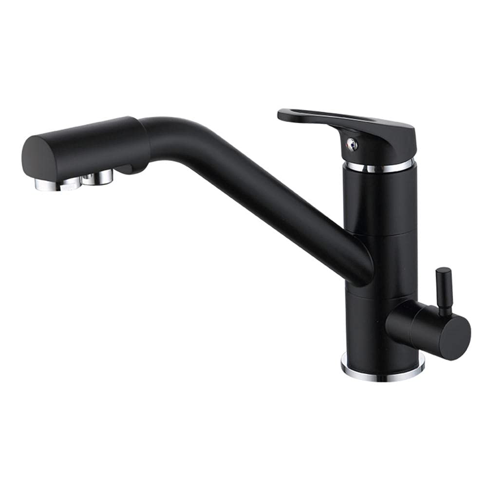 ZYCHSJXA Kitchen Taps Filter 3 Way Tap with Water 360 Degree Swivel Sink Mixer Drinking Purifier Tap-Black