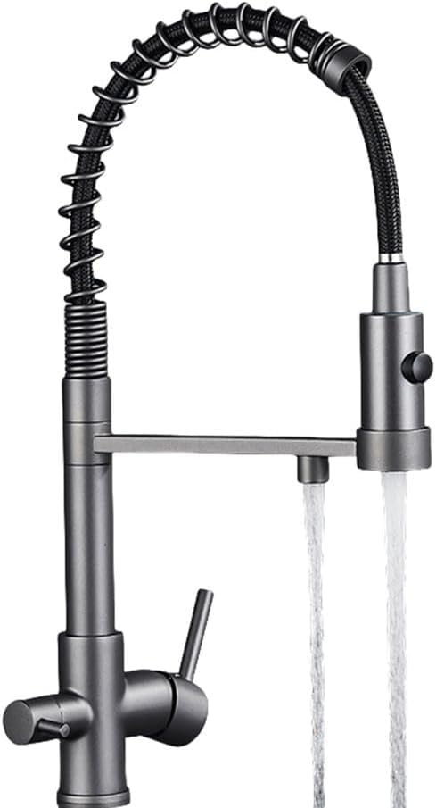 Robinets cuisine filtre eau mitigeur or brossé pour famille