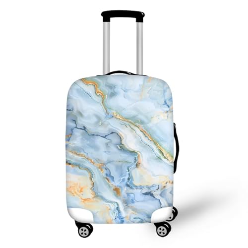 Blue Marble Print Luggage Cover Suitcase Protector, Travel Suitcase Cover for 25-28 inch Luggage with Concealed Zipper Washable Elastic Cloth Dustproof Anti-Scratch