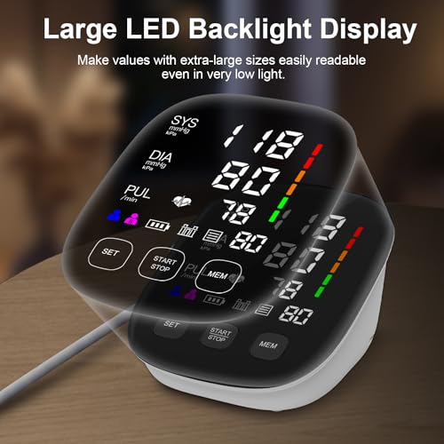 Sdunw U81RH Blood Pressure Machine, Automatic Blood Pressure Monitor Upper Arm Blood Pressure Monitors For Home Use With Blood Pressure Cuff Adjustable Large Led Screen Bp Monitor 8.7-16.5 Inches Cuff thumb #2