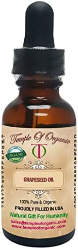 Organic GRAPESEED OIL 1 oz 100% Pure Unrefined Cold Pressed Pharmaceutical Top Grade A Hair Regrowth Body Skin Nails By Temple Of Organic