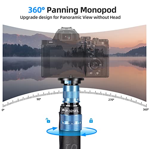 SIRUI P-325FL Carbon Fiber Monopod with Feet, 67" Professional Lightweight Travel Monopod for Camera, Max Load 22lbs, 360° Panorama, 5-Section, Quick Release Plate by Sirui - Image 8