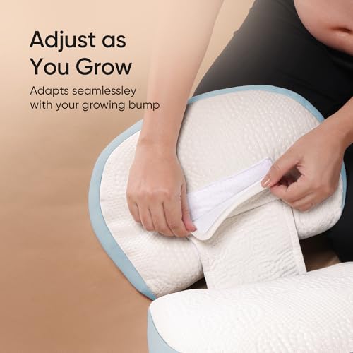 Image of Frido Maternity Pillow Bundle Plus for Pregnant Women, Full Body Pregnancy Pillow Set for Belly, Back, Hip & Knee Support, Adjustable Side Sleeping Comfort System, Washable Cover, Baby Blue
