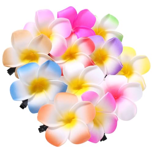 SHERCHPRY 12pcs Plumeria Hair Clips, Plumeria Hair Barrettes Clips, Hawaiian Plumeria Clip, Plumeria Accessories for Bridal Wedding Summer Beach Party
