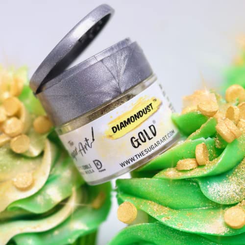 Gold Edible Glitter for Drinks, Cocktails, Cake Decorating, Strawberries, Chocolates & More | No Taste | 4g | 100% Food-Safe | Kosher, Vegan, Gluten & Nut Free | DiamonDust by The Sugar Art …
