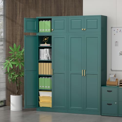 Image of Steeloong 86 inchMetal Pantry Storage Cabinet with Doors & 4 Adjustable Shelves