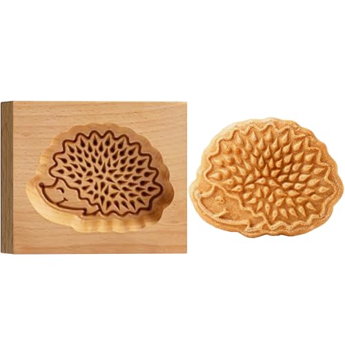 Holz-Keksform Igel Ausstechform, Plätzchenformen Cookie Cutter Backform aus Buchenholz, Wiederverwendbare Prägeform für Kindergeburtstag Frühling Ostern Backzubehör (Igel)