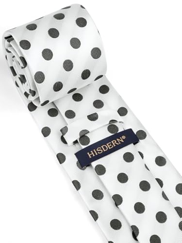 Image of HISDERN Polka Dot Ties for Men Classic Silk Ties and Pocket Square Formal Business Necktie Handkerchief Wedding Party
