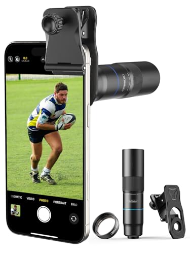 MIAO LAB 10X Telephoto Lens & 200mm Macro Lens, 2-in-1 Aluminum Phone Camera Lens Kit with Universal...