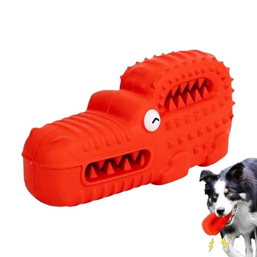 Rubber Alligator Dog Toy, Squeaky Chew Toy, Puppy Tool, Interactive Training Game For Aggressive Chewers, Fun, Engaging Pet Ente