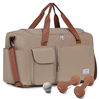 FIORETTO 35L Damen Sporttasche Faltbare Reisetasche mit Schuhfach und Nassfach, Wasserabweisende Weekender Gym Travel Bag Handgepäck Tasche Trainingstasche für Damen Herren Khaki