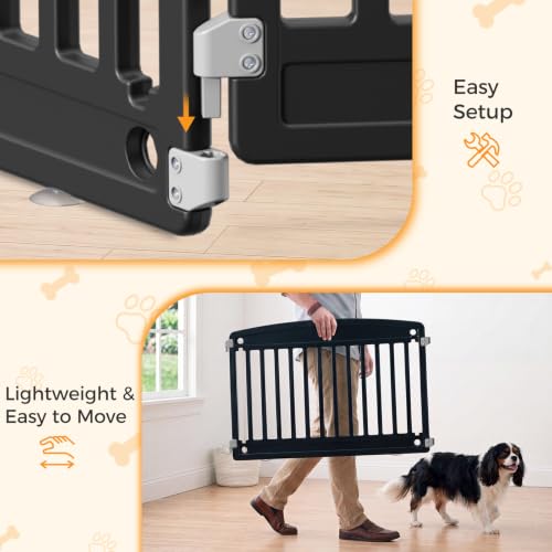 Image of NEWBULIG Dog Playpen 8-Panel, 24IN Puppy Playpen, Stable Dog Play Pen Indoors Outdoor with Secure Locking Door, Plastic Pet Fence for Small & Medium Dogs