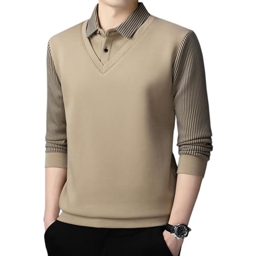 Winter Thick Thickened Men's Middle-Aged Warm Collar Long Sleeve Casual Top