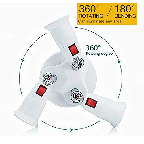 Clwhj-360 Degrees Adjustable-3 In 1 E26/E27 Splitter Socket Adapter. E26/E27 Standard Led Bulbs 360 Degrees Adjustable 180 Degree Bendable Max Watt 180W (3 In1 With Switch) #TOP2
