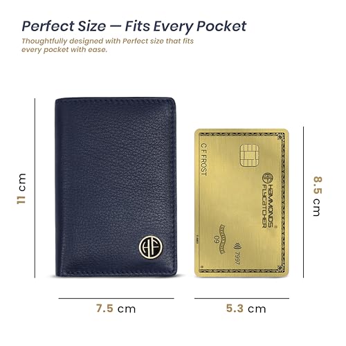 Image of HAMMONDS FLYCATCHER Genuine Leather Card Holder for Men and Women Slim RFID Blocking Bifold with 6 Card Slots Cash Compartment Compact Credit Debit Card Case Minimalist Pocket Organizer