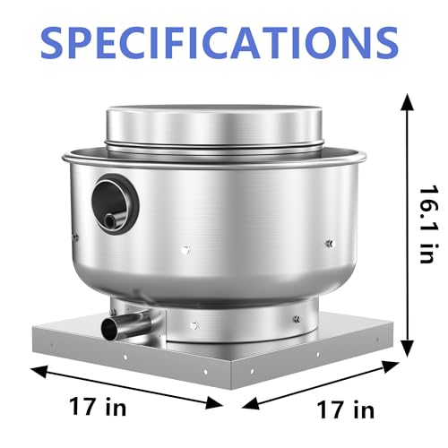 Image of Roof Ventilator Restaurant Rated Exhaust Fan Direct Drive Centrifugal Upblast Exhaust Fan 1 /6HP 800 CFM 110 Volt Single Phase Motor