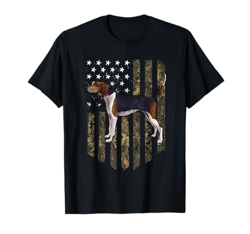 Camo American Flag Treeing Walker Coonhound 4th of July USA T-Shirt