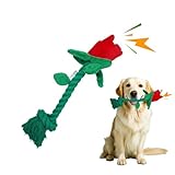 Wunive Rose Flower Plush Squeaky Dog Toys with Crink Paper for Small Medium Large Dogs