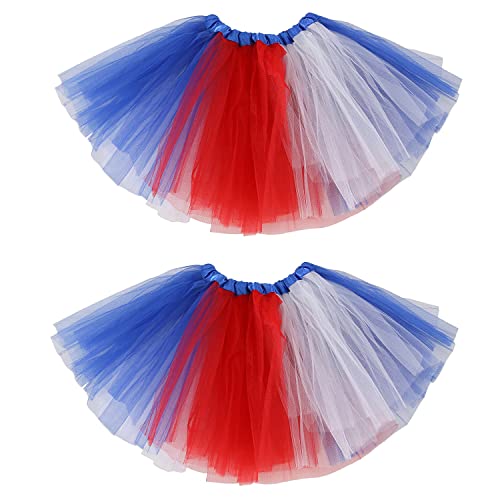 Falda tutú patriótica roja blanca azul para niñas miniatura 1