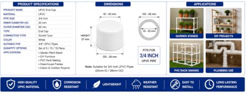Image of HPF UPVC ELBOW 3 /4 inch Inch HEAVY FITTINGS (3 /4 END CAP UPVC, 30)