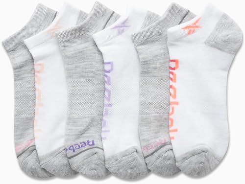 Image of Reebok Womens No Show Socks Moisture Wicking Cushioned Low Cut Socks 6 Pack