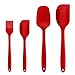 Price comparison product image BINHAI Silicone Spatula Set, Red 4 Piece Kitchen Utensils Set, Basting Brushes, Pastry Oil Brush, Stainless Steel Core Silicone Cooking Spatulas Non-Stick