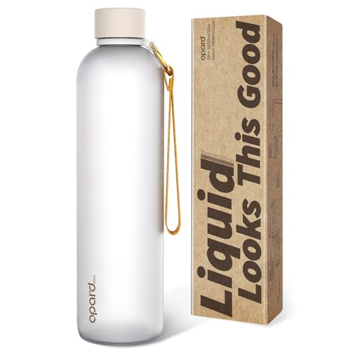 Image of Opard Slim Water Bottle 32oz, Dishwasher Safe Plastic Water Bottle BPA-Free, Leakproof Screw Top, Cream White, Reusable for Travel School Sport Gym Hiking
