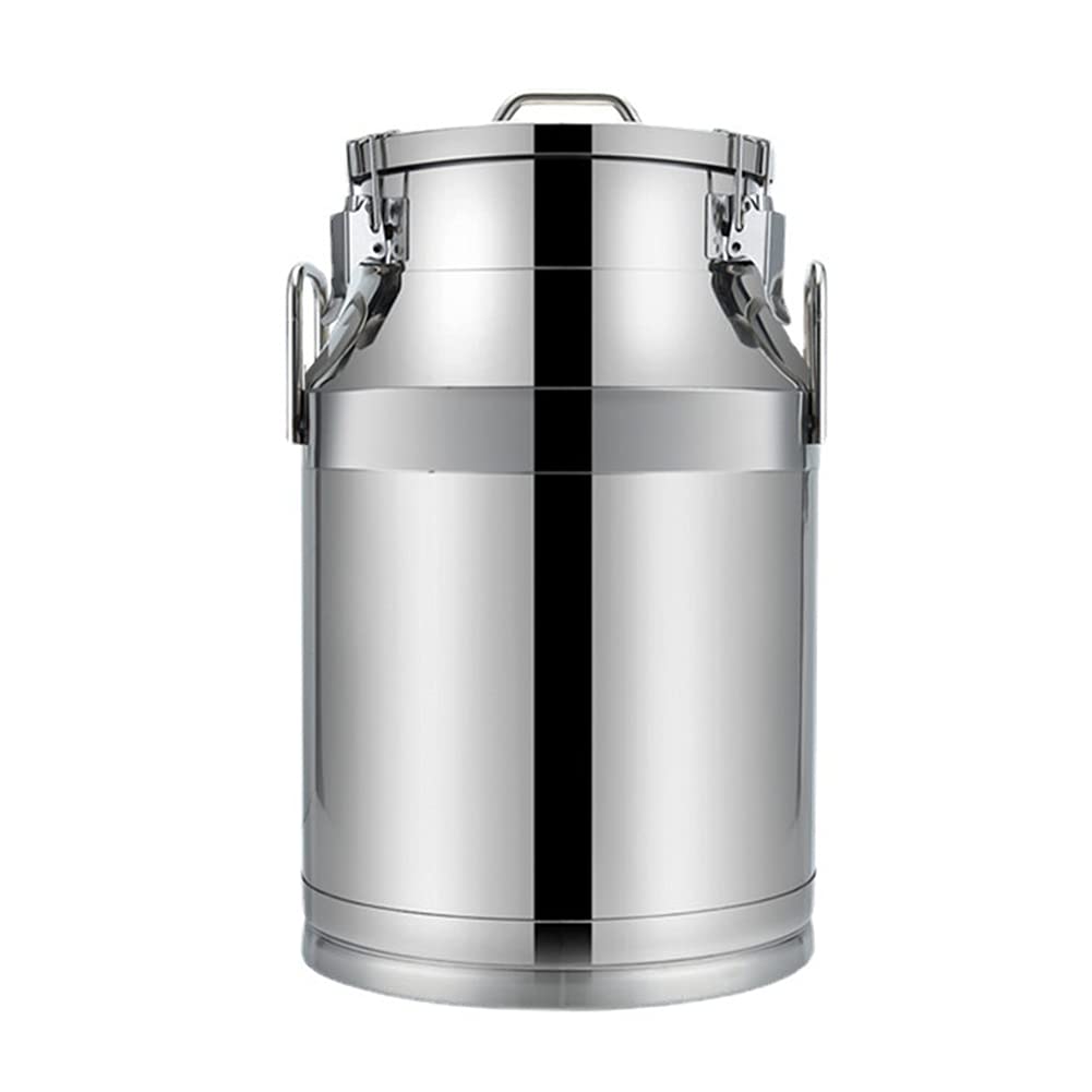 GTHTUHFD 304 Stainless Steel Pail Bucket With Lid, 50L Liquid Storage Tank For Milk, Wine, Oil, Grain Storage,30L(32x52cm)