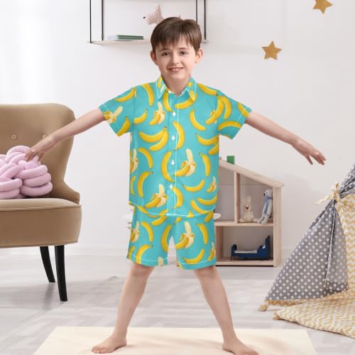 Image of 3T Toddler Boy Shorts Set Teal Hawaiian Button Down Shirts Summer Outfits for Little Boy