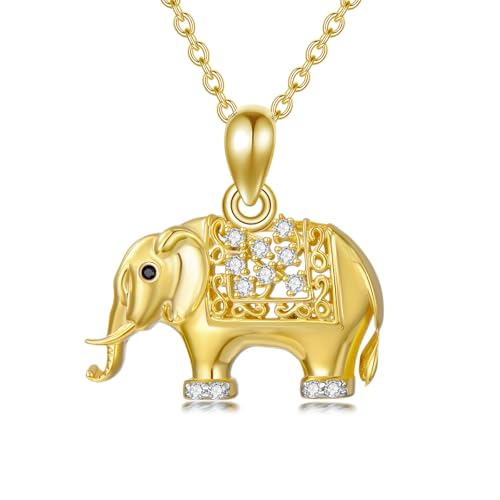 14K Solid Gold Butterfly/Elephant/Dragonfly/Horseshoe/Bow/Hummingbird/Cardinal/Unicorn/Eagle Necklaces for Women Animal Necklace Christmas Birthday Gifts for Her Mom Wife Animal Lovers - Main Image