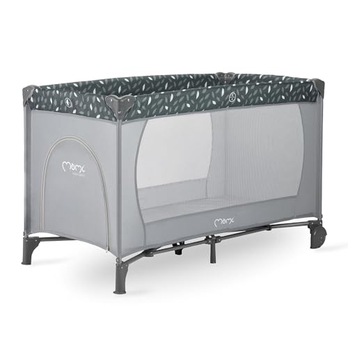 Momi BELOVE Reisebett für Kinder bis 15 kg Körpergewicht, B65 x L125 x H78 cm (faltbar 21 x 23 x 80 cm), Kinderreisebett mit Matratze, 2 Rädern, Transporttasche