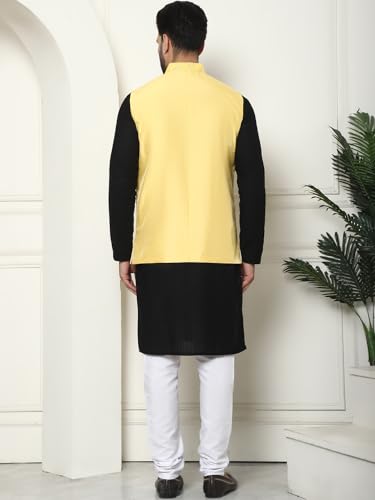 Image of SOJANYA (Since 1958 Men's Pure Cotton Kurta and White Pyjama with Sequins Nehru Jacket