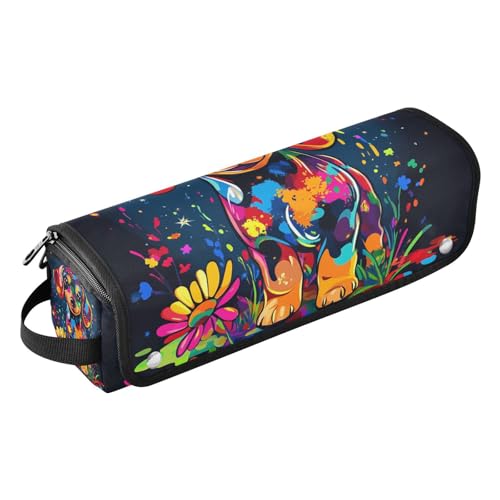 2-in-1 Estuche de Viaje para Rizador con Mat de Hierro y Organizador para Herramientas de Calentamiento, Bolsa para Secador, Rizador, Plancha de Pelo - Sweet Dachshund Dripping Paint miniatura 1