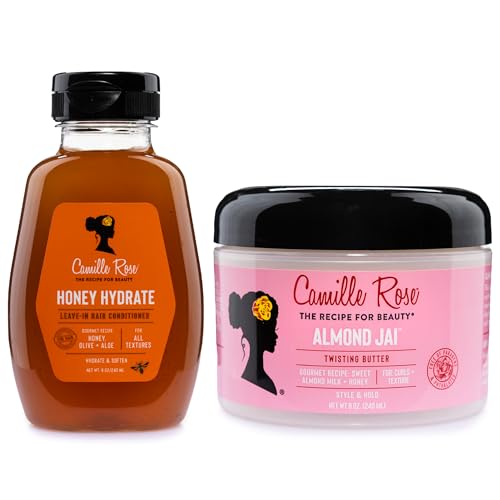 Camille Rose Leave-In Conditioner Honey Hydrate + Almond Jai Twisting Butter Sweet Almond Milk & Honey for Wavy Coiled & Curly Hair Textures