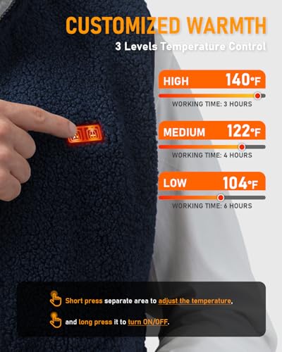 Labcool Heated Vest For Men Women With 12000Mah Power Pack Included, Polar Fleece Body Warmer, Usb Electric Jacket With 3 Heating Level 6 Heated Zone,Rechargeable Usb Electric Warm Vest thumb #2