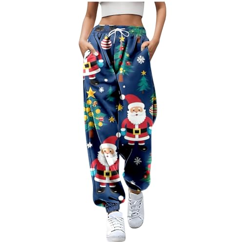 Weihnachtsmannhose für Damen Bequeme Jogginghose mit Kordelzug hohe...